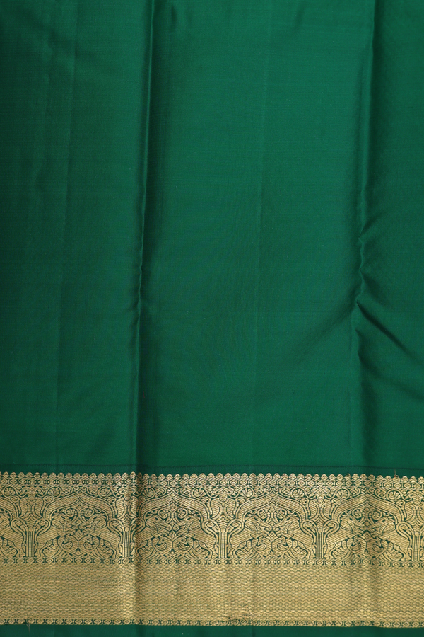 Kanchipuram Silk Saree In Hibiscus Red With Jacquard Pattern