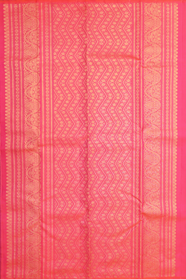 Kanchipuram Silk Saree In Black With Stripes Along Buttas