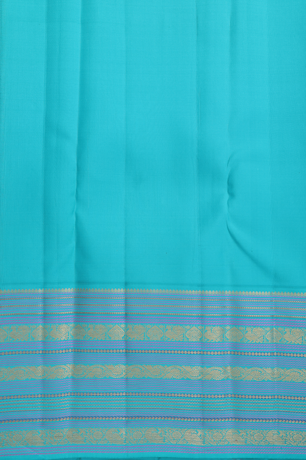 Kanchipuram Silk Saree In Tan Brown With Stripes Design