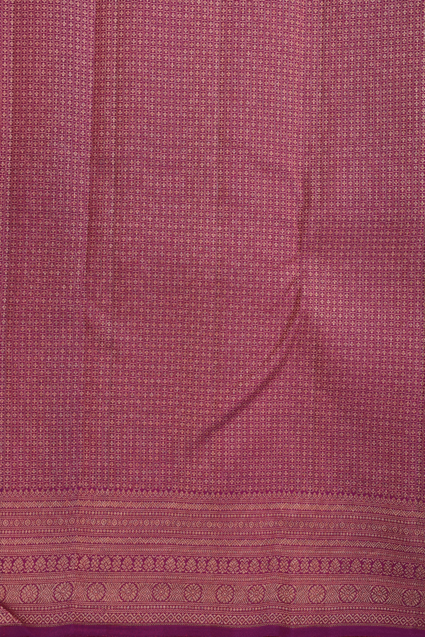 Kanchipuram Silk Saree In Plum Purple With Checks Design