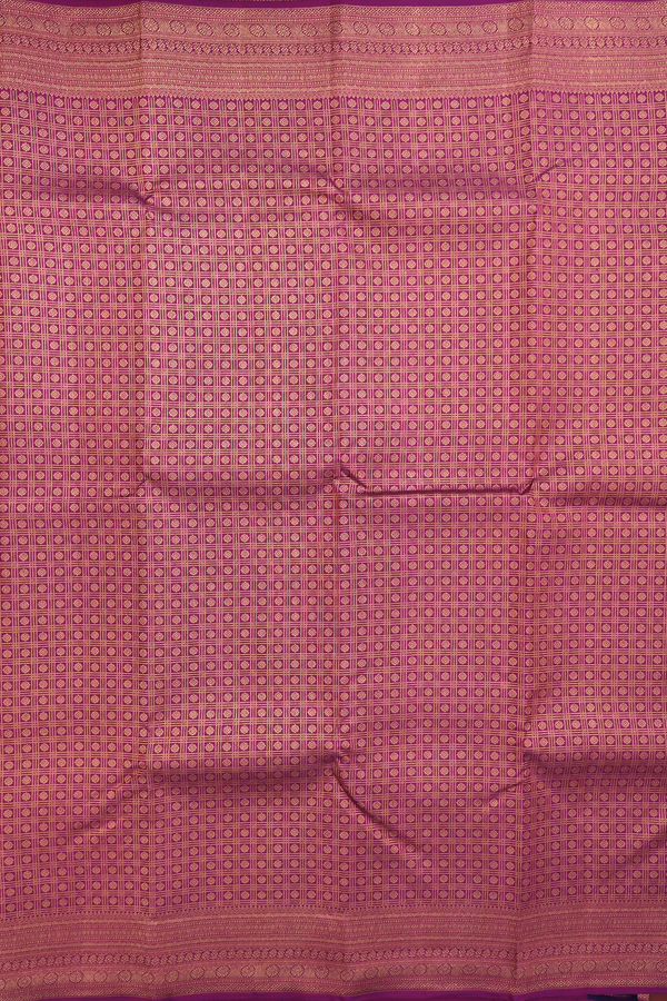 Kanchipuram Silk Saree In Plum Purple With Checks Design