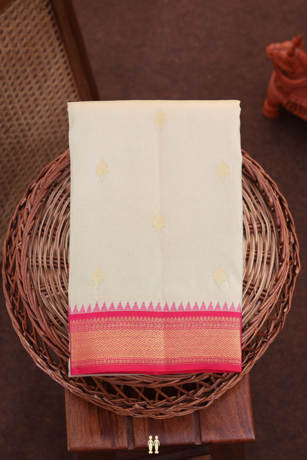 Kanchipuram Silk Saree In Pastel Brown With Zari Buttas