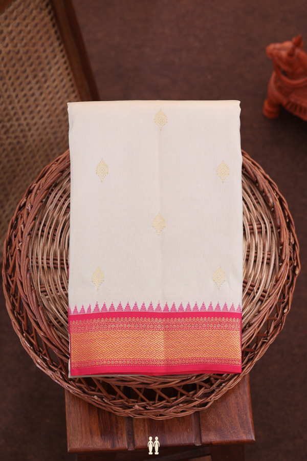 Kanchipuram Silk Saree In Pastel Brown With Zari Buttas