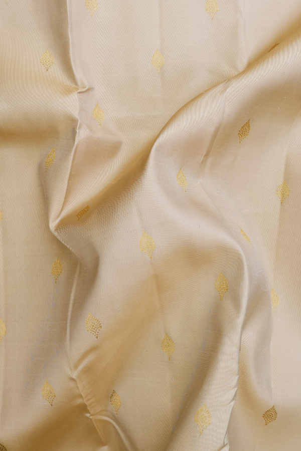 Kanchipuram Silk Saree In Pastel Brown With Zari Buttas