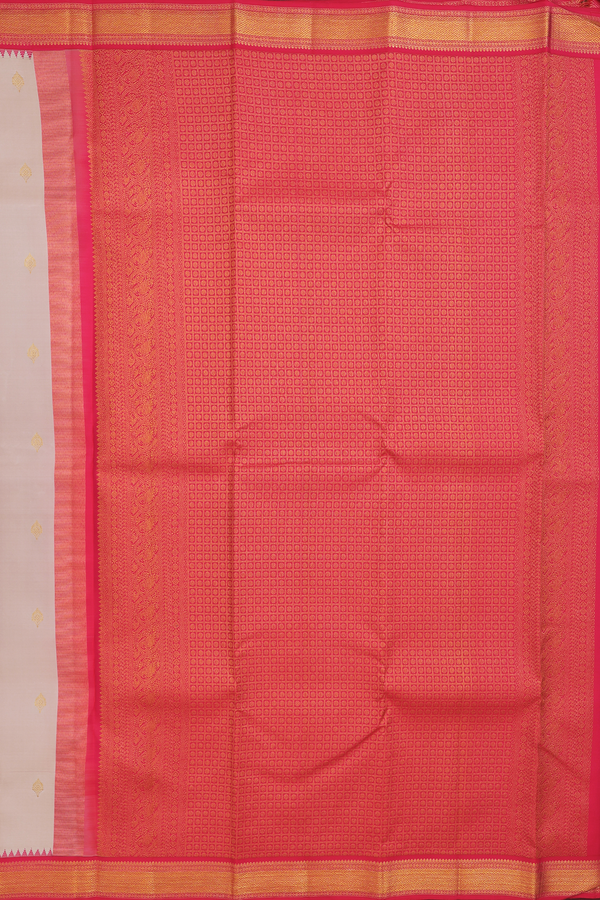 Kanchipuram Silk Saree In Pastel Brown With Zari Buttas