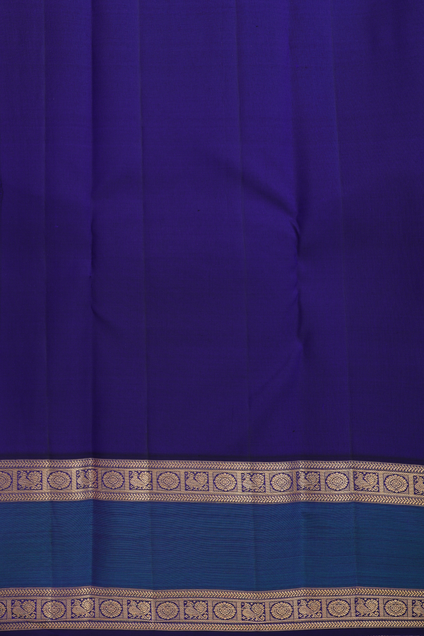 Kanchipuram Silk Saree In Saffron Yellow With Paisley Buttas