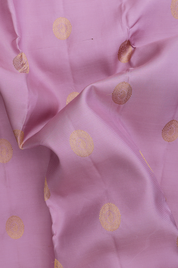 Kanchipuram Silk Saree Dusty Lavender Along Stripes With Buttas