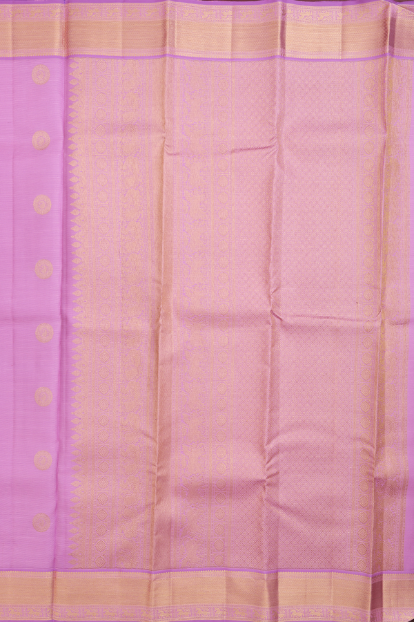 Kanchipuram Silk Saree In Pink Along Stripes With Buttas