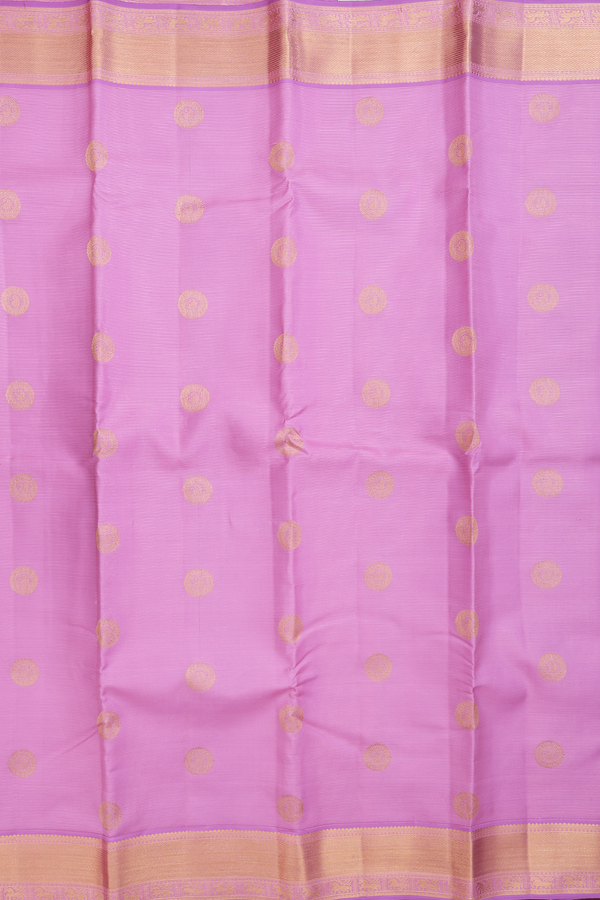 Kanchipuram Silk Saree In Pink Along Stripes With Buttas