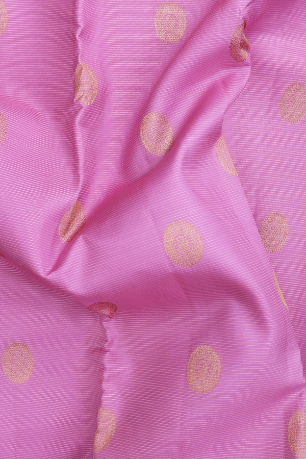 Kanchipuram Silk Saree In Pink Along Stripes With Buttas