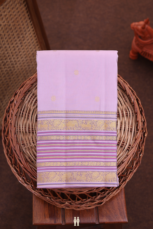 Kanchipuram Silk Saree In Dusty Lavender With Floral Buttis