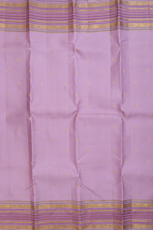 Kanchipuram Silk Saree In Dusty Lavender With Floral Buttis