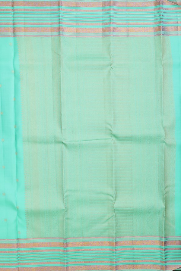 Kanchipuram Silk Saree In Pastel Sea Green With Floral Buttis