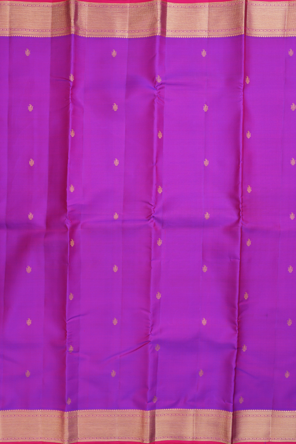 Kanchipuram Silk Saree In Purple With Paisley Buttis
