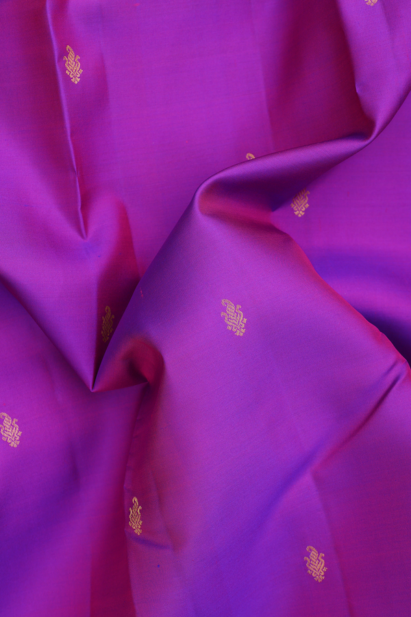 Kanchipuram Silk Saree In Purple With Paisley Buttis