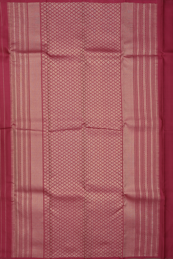Kanchipuram Silk Saree In Red With Stripes Design