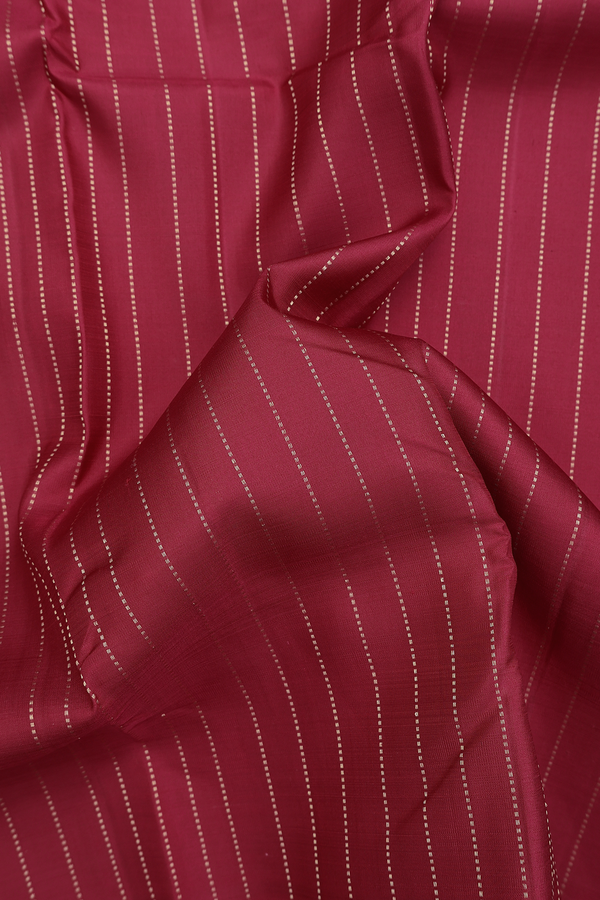 Kanchipuram Silk Saree In Red With Stripes Design