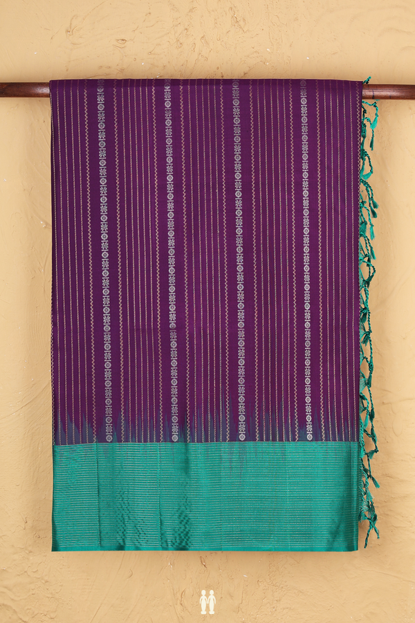 Soft Silk Saree In Grape Purple With Stripes Design