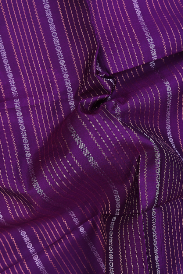Soft Silk Saree In Grape Purple With Stripes Design
