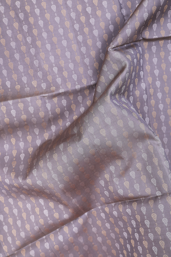 Soft Silk Saree In Brownish Grey With Stripes Design