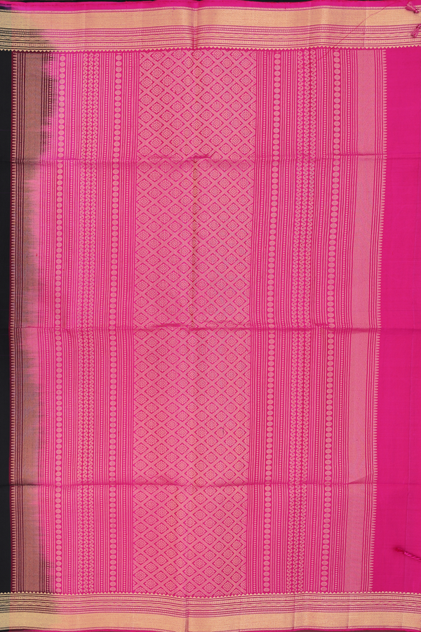 Soft Silk Saree In Black With Zari Buttas