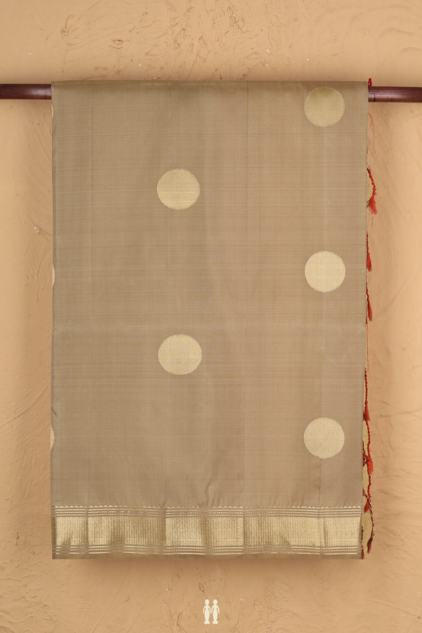 Soft Silk Saree In Pastel Brown With Zari Buttas
