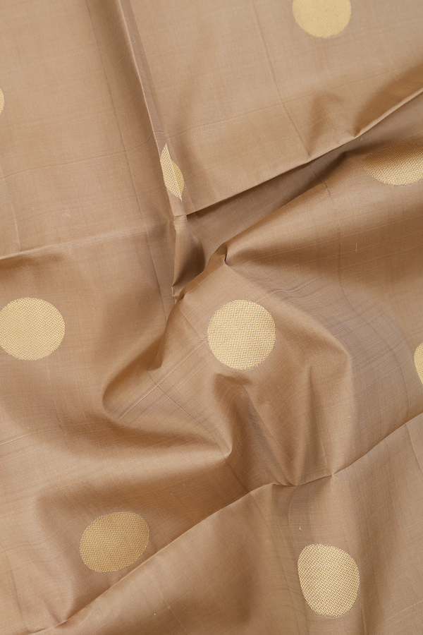 Soft Silk Saree In Pastel Brown With Zari Buttas