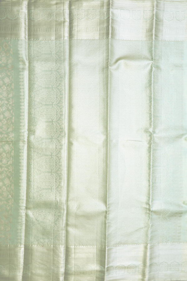 Kanchipuram Silk Saree Pastel Sage Green With Brocade Design
