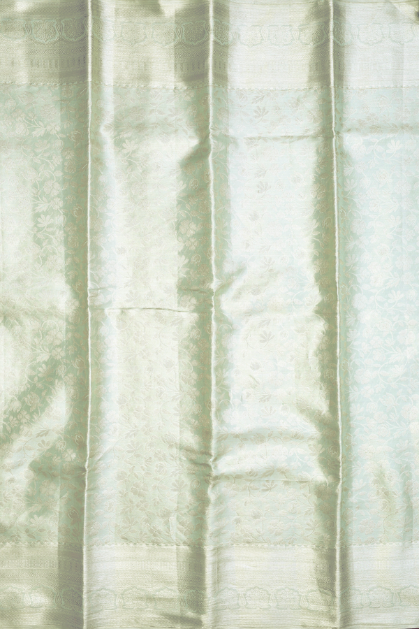 Kanchipuram Silk Saree Pastel Sage Green With Brocade Design