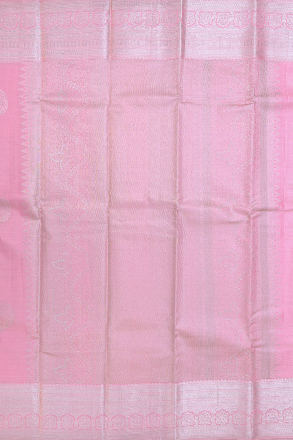 Kanchipuram Silk Saree In Pink Tissue With Peacock Motifs