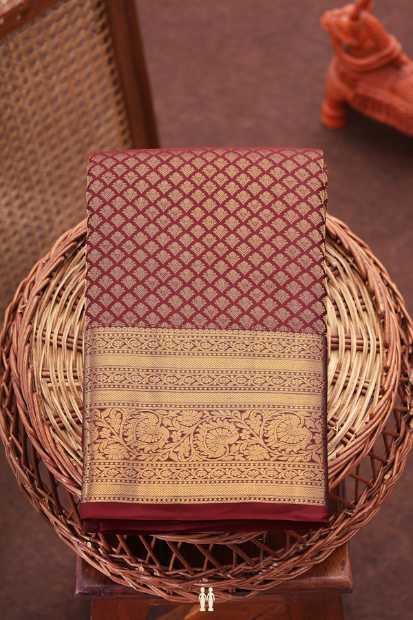 Kanchipuram Silk Saree Chocolate Brown With Brocade Design