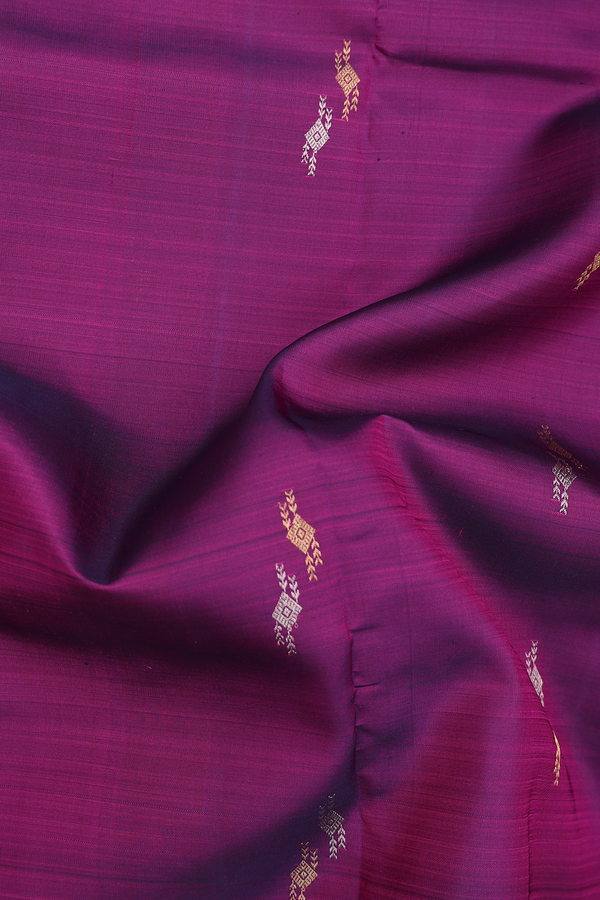 Kanchipuram Silk Saree In Purple With Zari Buttas