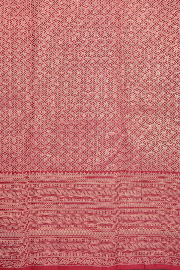 Kanchipuram Silk Saree In Crimson Red With Zari Motifs