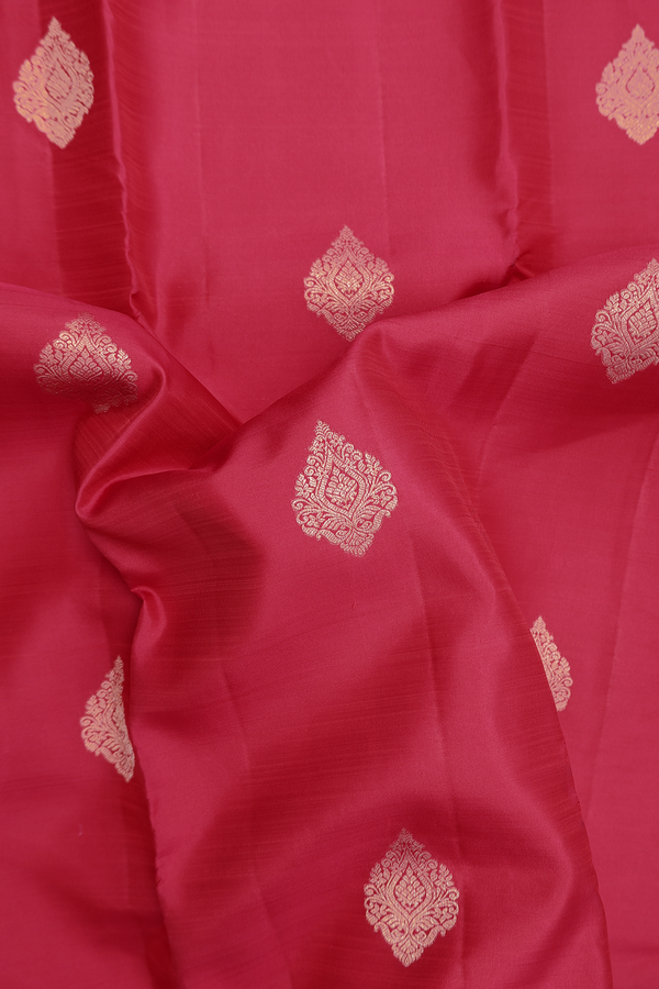 Kanchipuram Silk Saree In Crimson Red With Zari Motifs