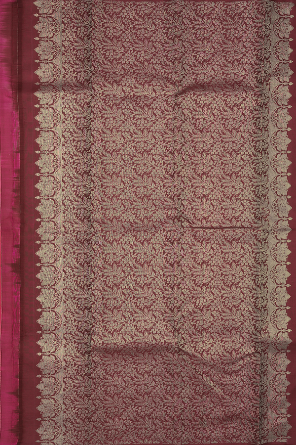 Kanchipuram Silk Saree In Rani Pink With Floral Design
