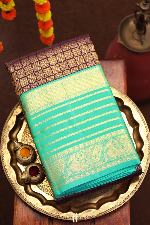 Kanchipuram Silk Saree In Regal Purple With Brocade Design