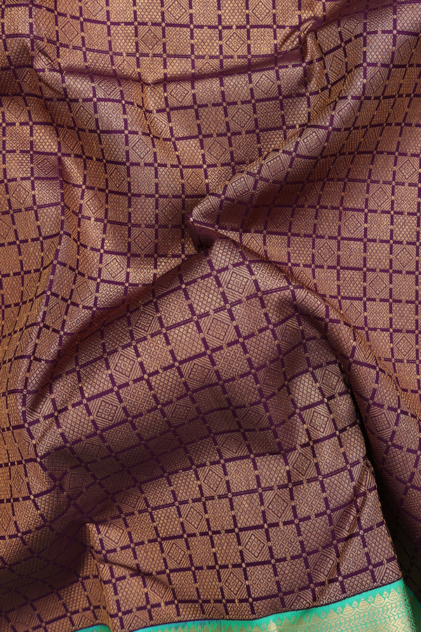 Kanchipuram Silk Saree In Regal Purple With Brocade Design