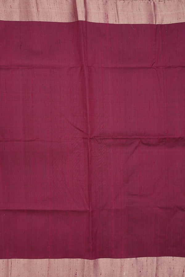 Raw Silk Saree In Plain Berry Purple With Bavanchi Border