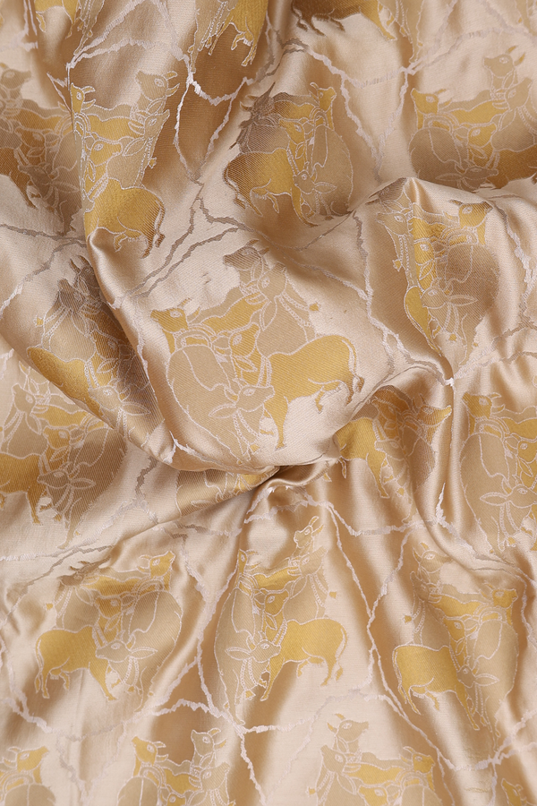 Banarasi Silk Saree In Brown With Cow Design