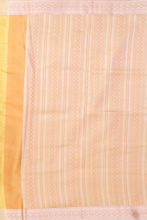 Mysore Silk Saree In Orange And Yellow With Horse Design