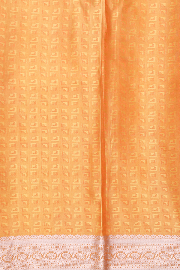 Mysore Silk Saree In Orange And Yellow With Horse Design