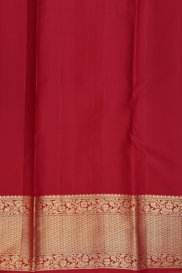 Kanchipuram Silk Saree In Cerulean Blue With Paisley Buttas