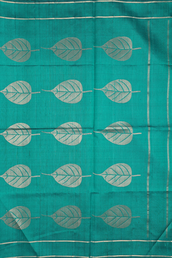 Raw Silk Saree In Pine Green With Contrast Pallu