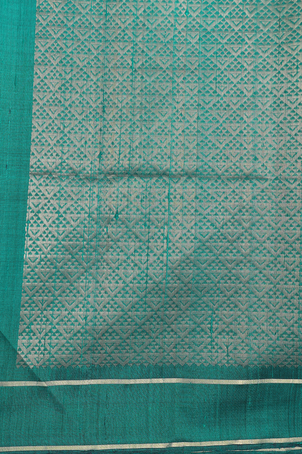 Raw Silk Saree In Pine Green With Contrast Pallu