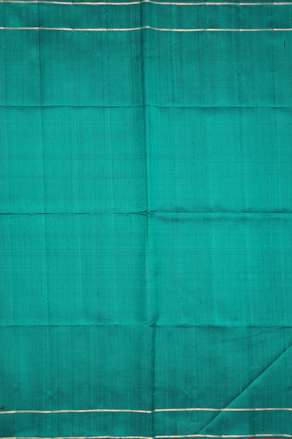 Raw Silk Saree In Pine Green With Contrast Pallu