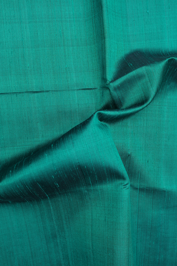Raw Silk Saree In Pine Green With Contrast Pallu