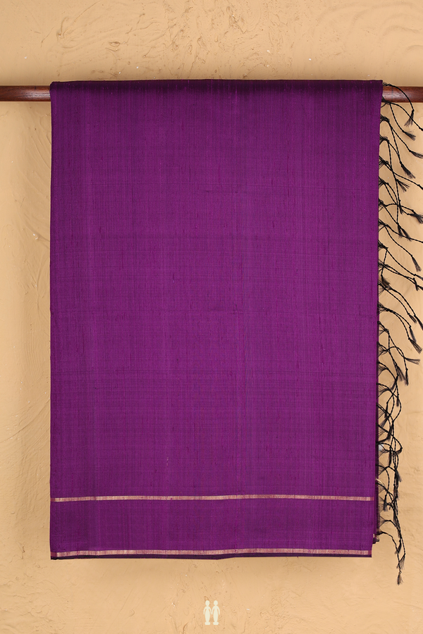 Raw Silk Saree In Purple With Zari Border