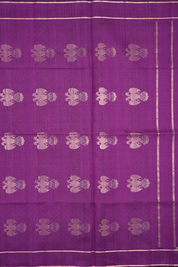 Raw Silk Saree In Purple With Zari Border