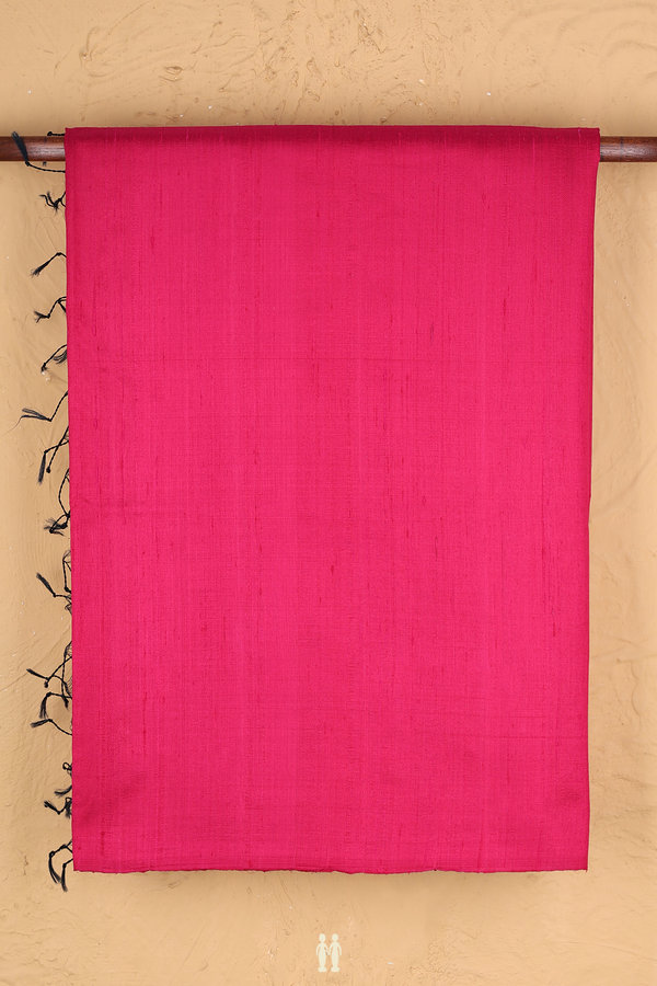 Raw Silk Saree In Magenta With Contrast Pallu