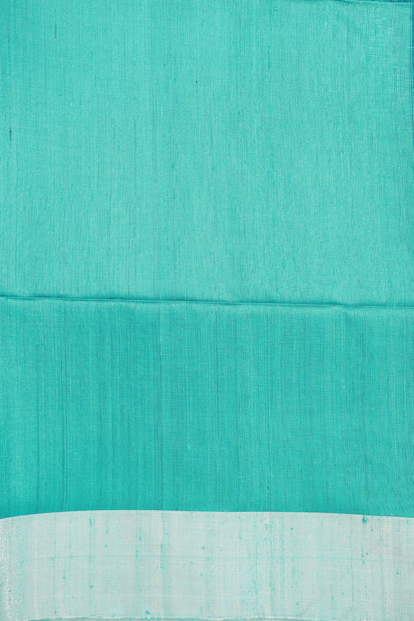 Raw Silk Saree In Navy Blue With Floral Buttas